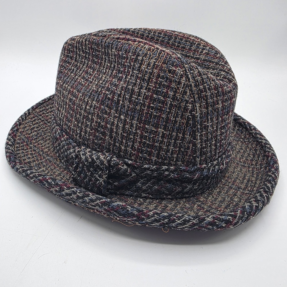 Vintage Dorfman Pacific Mens Fedora Hat SZ 7 1/8 Tweed Dark Academia Grandpa DPC
